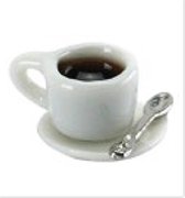 Stafil miniatuur kopje koffie met lepeltje 1 cm hoog