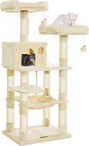 Krabpaal - Krabpaal voor katten - Kattenmand - Kattenhuis - Kattenmeubel - 55 x 45 x 143 cm - Beige