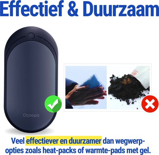 OCOOPA Handwarmer Oplaadbaar PD Snel Opladen 10000 mAh, 15 uur Warmte, 3-traps Verstelbare, Herbruikbare Elektrische Handwarmer, USB Powerbank, voor Buitenactiviteiten, Camping, Wintercadeau OCOOPA Handwarmer Oplaadbaar PD Snel Opladen 10000 mAh, 15 uur Warmte, 3-traps Verstelbare, Herbruikbare Elektrische Handwarmer, USB Powerbank, voor Buitenactiviteiten, Camping, Wintercadeau