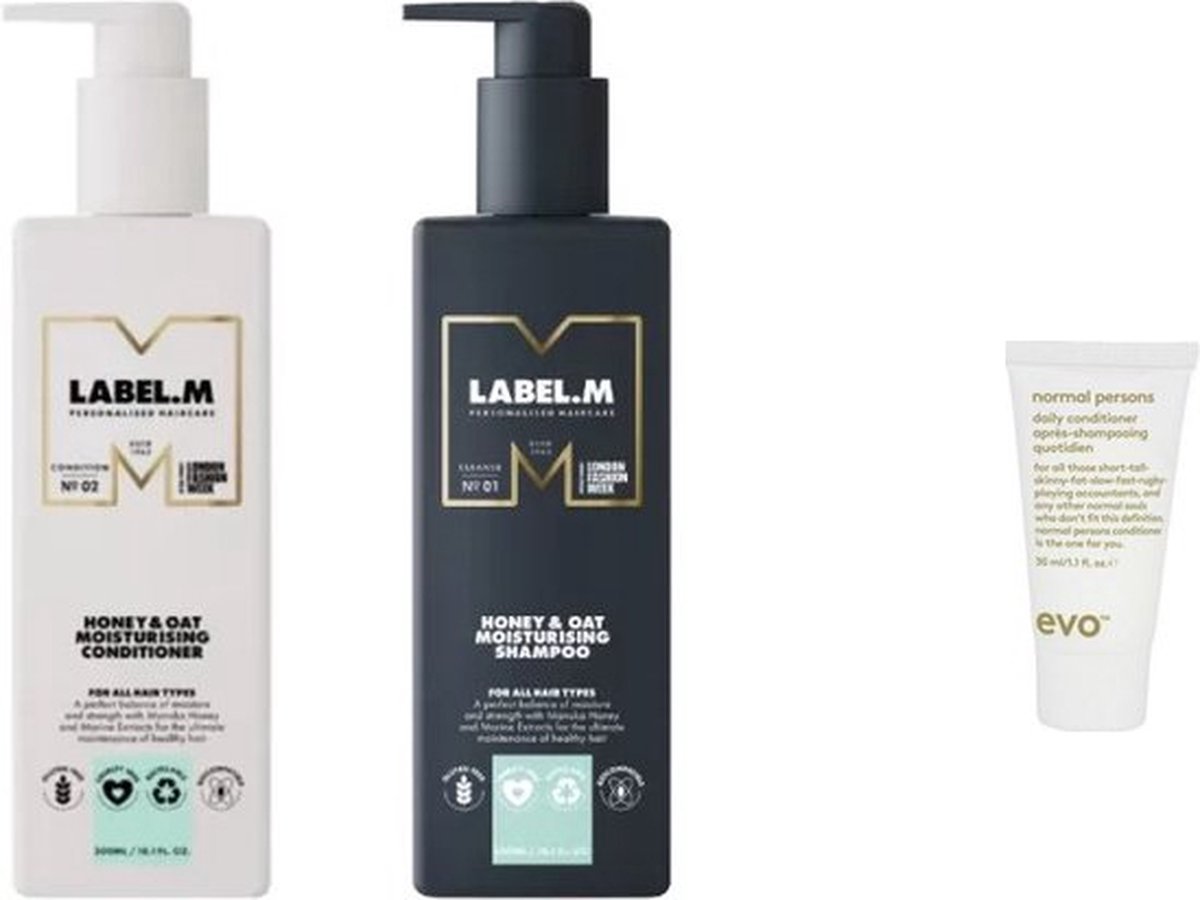 Label M Duo Set - Honey & Oat Moisturising Conditioner + Shampoo + WILLEKEURIG Travel Size - 300ML + 300ML