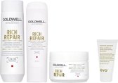 Goldwell Dualsenses Rich Repair Restoring Set - Shampoo + Conditioner + Haarmasker + Gratis Evo Travel Size