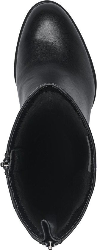 Botte en cuir noir, vue de dessus, avec fermeture éclair latérale.