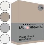 Droomtextiel Zachte Flanel Hoeslaken Taupe Lits-Jumeaux 180x200 cm - 100% Gekamd Katoen