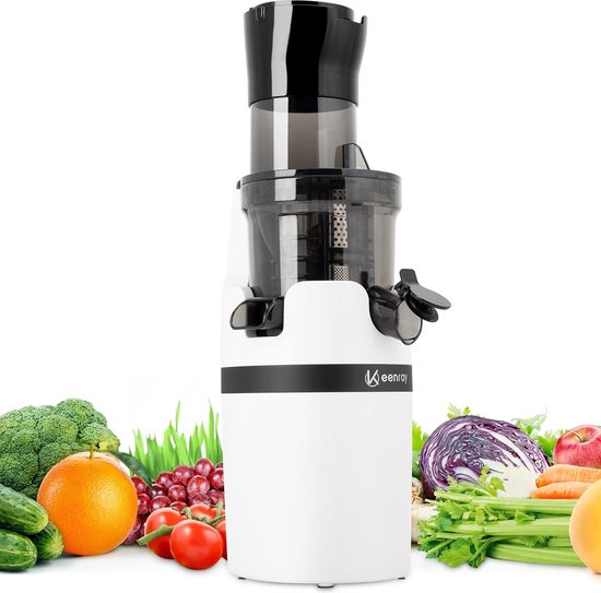 Keenray - Slow Juicer - Gezondheids-Slow Juicer met Stille Motor - BPA-vrij - Koudpersen voor Groenten en Fruit - Wit
