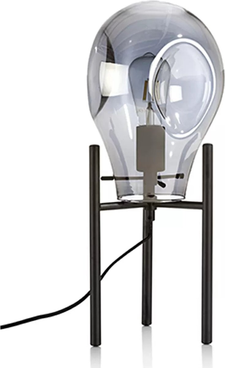 Tafellamp - tafellamp charlie e27 antraciet glas (50%), metaal (50%) 20x20x49cm - metaal -