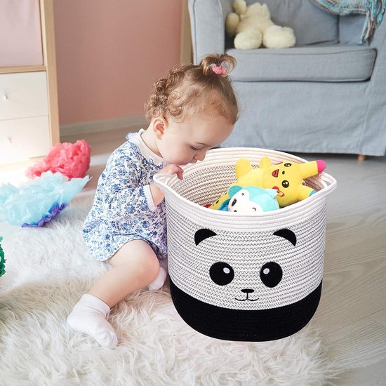 AXHOP Opvouwbare katoenen touw wasmand, speelgoedmand opbergmanden voor