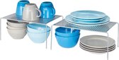 Set de 2 égouttoirs à vaisselle de cuisine – Support à assiettes en métal autoportant – Groot support de cuisine pour tasses, assiettes, aliments, etc. – Argent