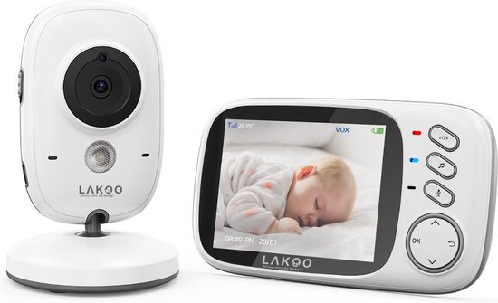 LAKOO MiniGuard Vision - Compacte Babyfoon met Monitor & Camera - Draadloos Beeldscherm, Slaapmuziek, Bewegingsdetectie, Nachtzicht