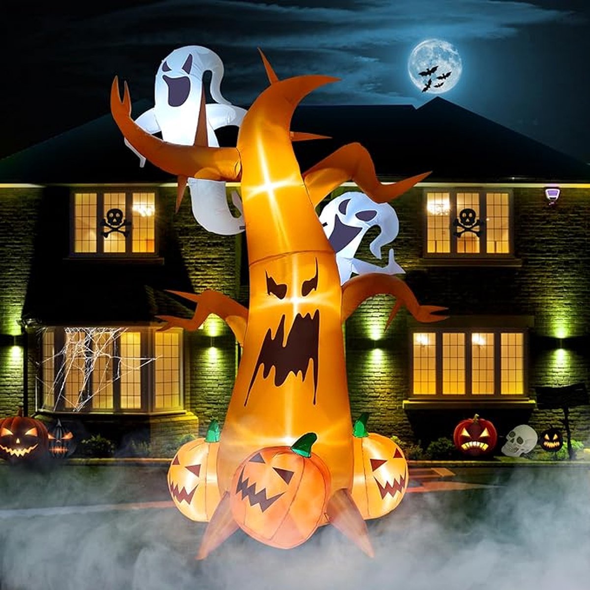Pieuvre Gonflable Géante Halloween - 360 Cm Avec Lumières LED - Déco Extérieure - 6