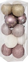 Atmosphera kerstballen 15x - champagne/roze -5 cm - kunststof