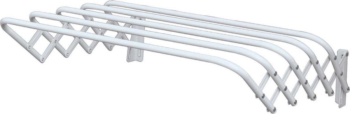 MSV Uitschuifbaar wasgoedrekje/droogrek - 3 meter waslijn - Ophangbaar aan muur - wit - 60 cm - metaal