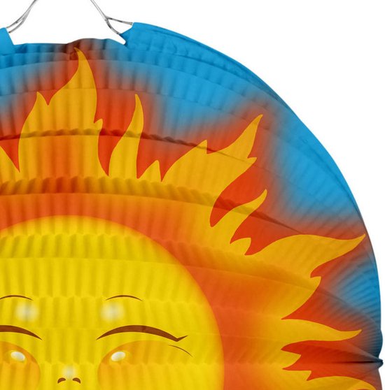 Folat Lampion zon - 22 cm - licht blauw - papier - Sint maarten/kinderfeestje lampionnen — afbeelding 2