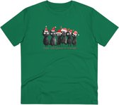 T Shirt Dames Heren - Kerstmis Komt Eraan - Met Grappige Katten Illustratie Print - Groen - M