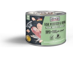 MAC's superfood kattenvoer Fijnproever Natvoer Blik - Fazant & Witte Vis met Kip 6x 200g - hoog vers vleesgehalte van 98,9%