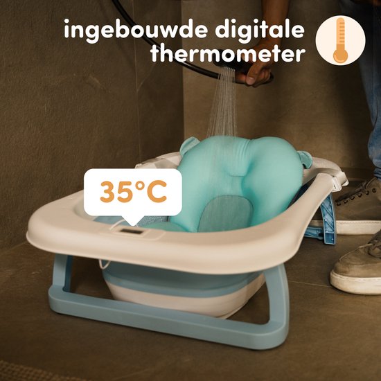 Baboe Opvouwbaar Baby Bad - Babybad met Digitale Thermometer - zitbad - Opvouwbaar bad - Incl Badkussen - Grijs van Baboe — afbeelding 5