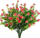 Pakket van 4 kunstbloemen, gesimuleerde bloemen, groene planten, UV-bestendige planten, kunstmatige eucalyptus decoratief voor potten, balkons, buitentuindecoratie