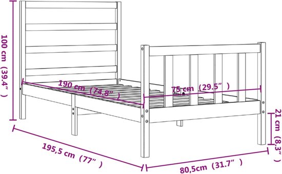 vidaXL-Bedframe-met-hoofdbord-massief-hout-2FT6-Small-Single