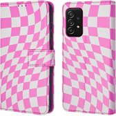 iMoshion Hoesje Geschikt voor Samsung Galaxy A52 (4G) / A52s / A52 (5G) Hoesje Met Pasjeshouder - iMoshion Design Bookcase smartphone - Roze / Retro Pink