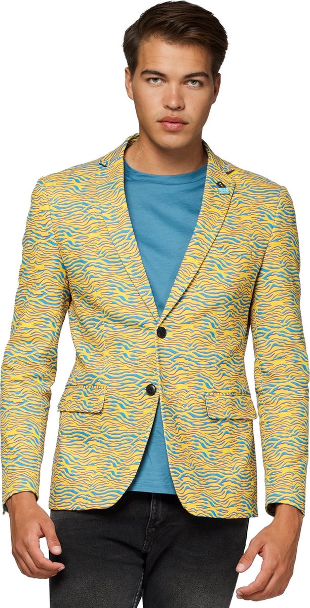 OppoSuits Deluxe Retro - Heren Blazer - 80's Animal - Carnavalskleding - Vintage - Electric Yellow - Maat EU 46