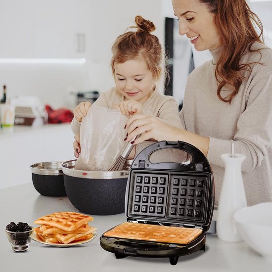 SOKANY 8-in-1 multifunctioneel apparaat, 750 W, sandwichmaker, wafelijzer, contactgrill, donutmaker, hot dog, walnoot, koekjes, madeline cake, 8