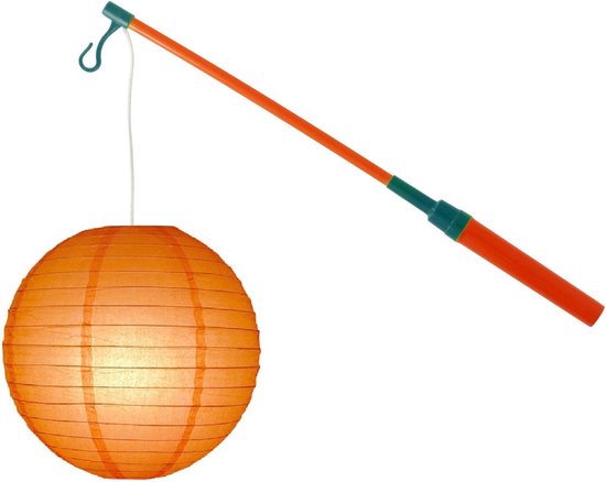 Lampionstokje 40 cm - met lampion - oranje - D25 cm - Sint Maarten