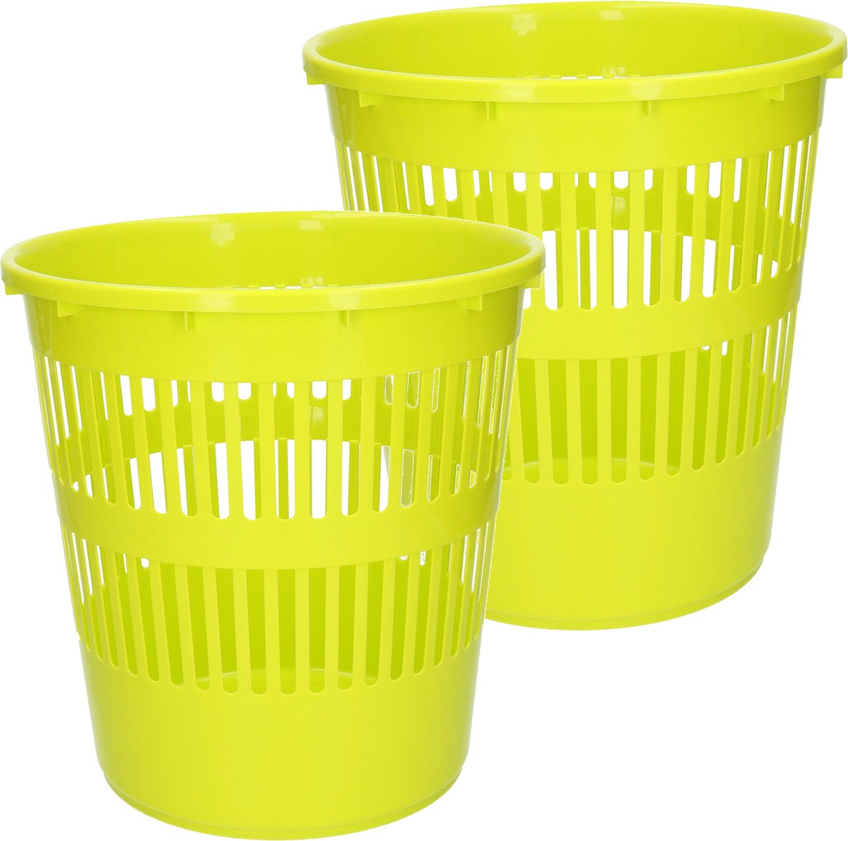 Goedkoopste Plasticforte Afvalbak/vuilnisbak/kantoor prullenbak - 2x stuks - plastic - groen - 28 cm