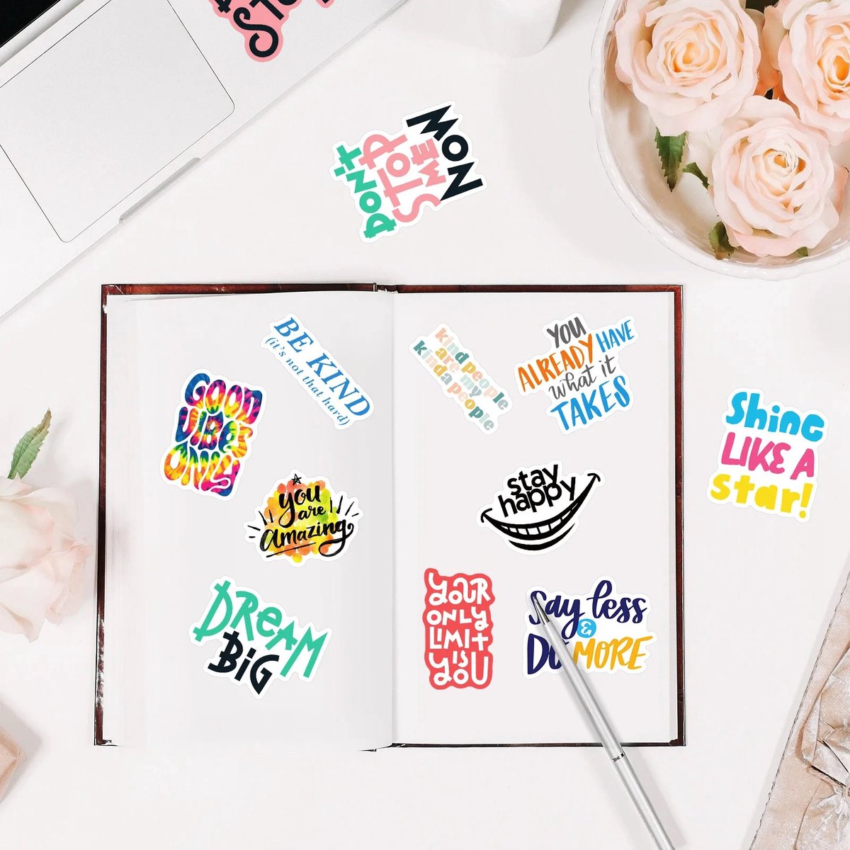 Inspiratie Teksten Stickers 50 Stuks | Quote Stickers | Quotes | Motivatie | Grappige Stickers | Laptop Stickers | Stickers Kinderen en Volwassenen | Stickervellen | Plakstickers | Koffer Stickers | Stickers Bullet Journal en Planner — afbeelding 4