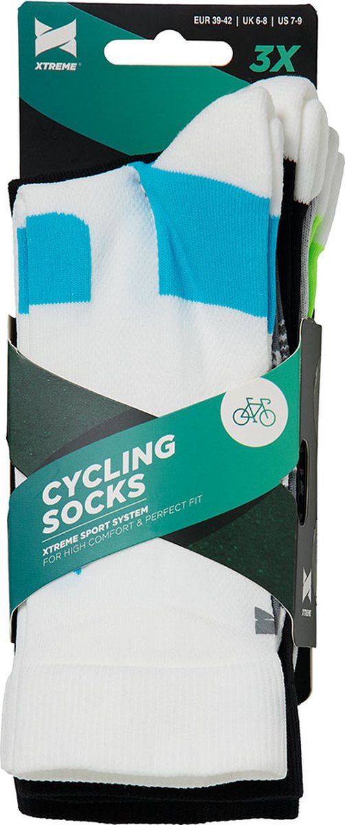 Xtreme - Fietssokken - Unisex - Multi wit - 39/42 - 3-Paar - wielrensokken - moutainbike sokken - fietsokken heren - fietssokken dames van Merkloos — afbeelding 3