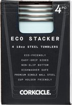 Corkcicle Eco Stacker 4 stuk- Powder Blue- Blauw-18oz 532ml-RVS-Eco friendly- Partycups- Drinkbekers-RVS
