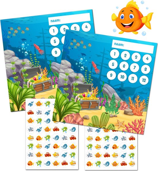 Foto: Beloningssysteem met stickers beloningskaarten zeedieren beloningsstickers beloningssysteem kinderen aftelkalender zindelijkheidstraining kind zindelijkheidstraining belonen met stickers stickervellen beloningssysteem jongens