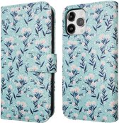 iMoshion Hoesje Geschikt voor iPhone 12 Pro / 12 Hoesje Met Pasjeshouder - iMoshion Design Bookcase smartphone - Blauw / Blue Flowers