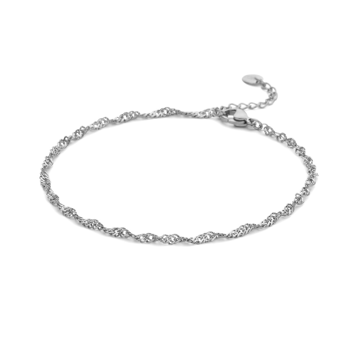 CO88 Collection Enkelbandje Dames - Gedraaid Gourmette - 2,7mm Breed - Staal - 22+3cm - Goudkleurig - 8CA-00002
