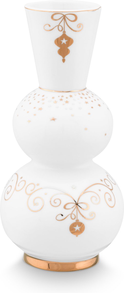 Pip Studio Royal Winter White Vaas 15cm Rond Royal Christmas Servies - Kerstservies van Pip Studio - Kersttafel decoratie