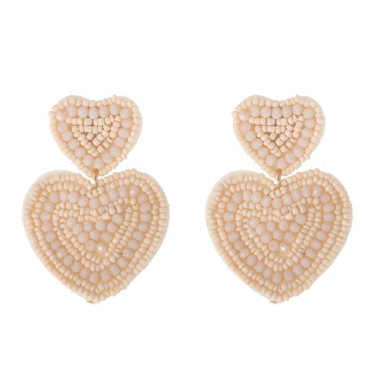 The Jewellery Club - Nove earrings ecru - Oorbellen - Dames oorbellen - Kralen oorbellen - Ecru - 4,5 cm