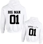 Matching set 2 hoodies voor vader en dochter Big man Little Lady 01-Man Maat XL-Kind Maat 110/116