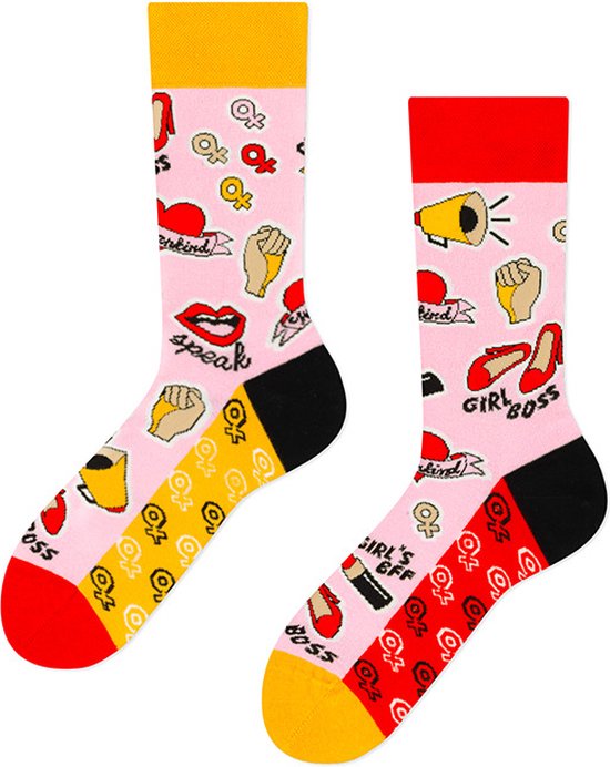 1 Paar Verschillende sokken voor vrouwen/dames maat 36-41 - BFF, Girlpower, Lippenstift, Girl Boss - Grappige sokken dames 1 Paar Verschillende sokken voor vrouwen/dames maat 36-41 - BFF, Girlpower, Lippenstift, Girl Boss - Grappige sokken dames