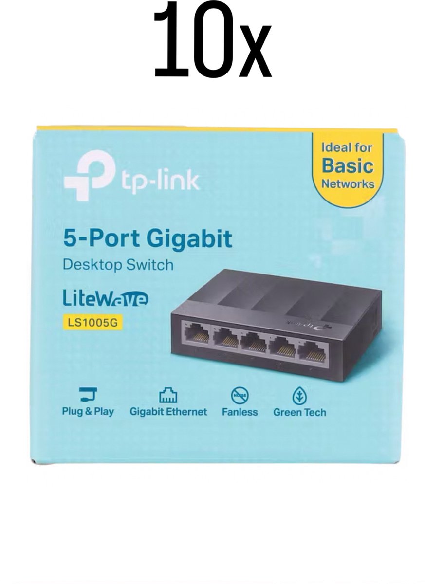 10x TP-Link LS1005G - Netwerk Switch - Unmanaged - 5 poorten | bol