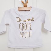Shirt Ik word grote nicht | lange mouw | wit | maat 62 zwangerschap aankondiging bekendmaking baby