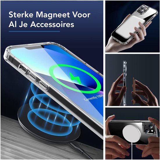 Coque iPhone 13 Magsafe Transparente - Bundle avec 3x Protecteur d'écran + 3x Protecteur d'appareil photo - Magnétique avec Ring Transparent - Coque de téléphone Magsafe Case - Transparente