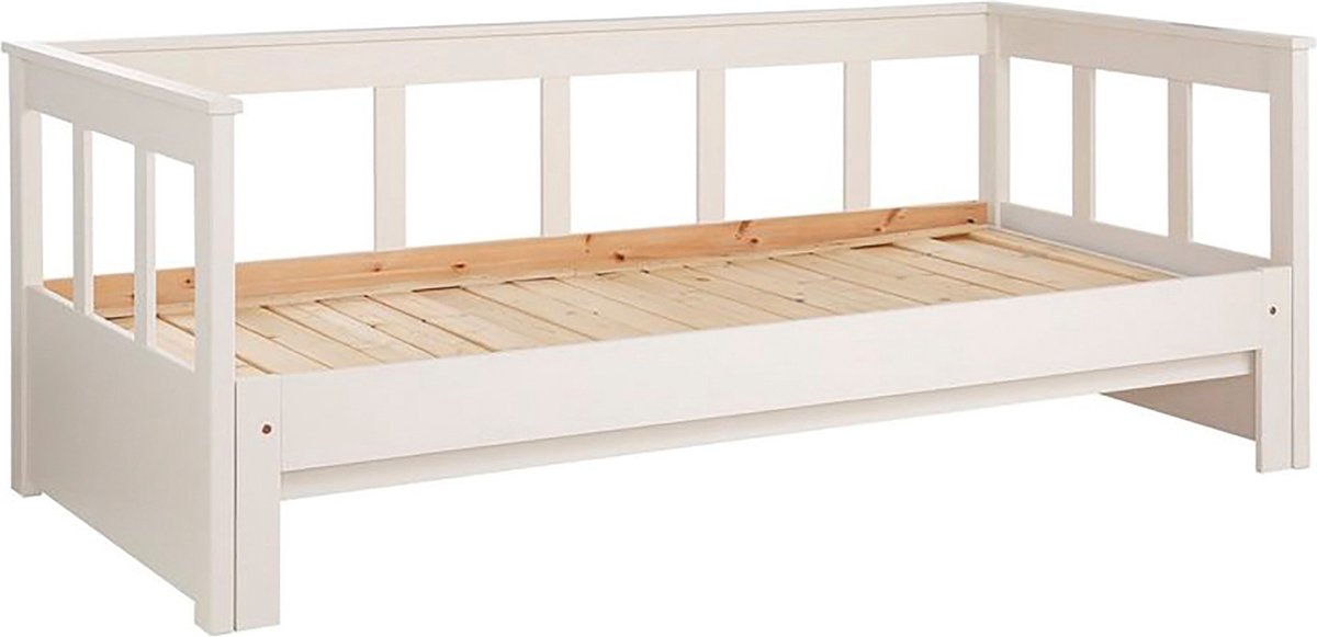 Vipack Kajuitbed spijlen uitschuifbaar Pino - 90 x 200 cm - wit op Prijzenvolger.com