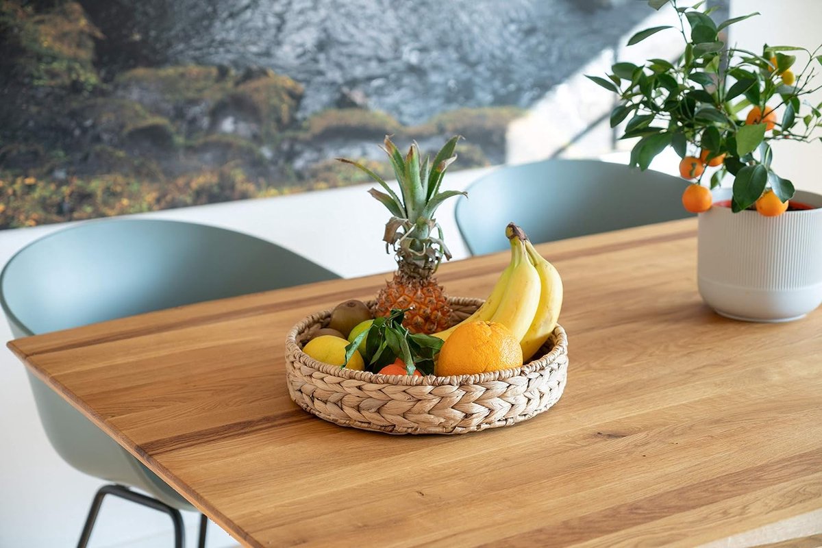 Lot De 2 Plateaux Ronds En Jacinthe D'Eau - Ø 32 Cm & 28 Cm - Tressés à La Main - Pour Fruits, Décoration