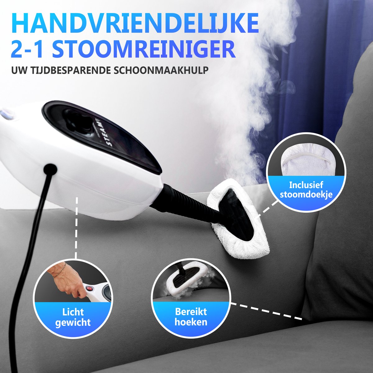 Steam-IT 2-in-1 Stoomreiniger met 10 Opzetstukken thumbnail 4