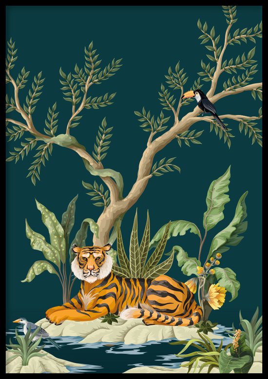 Poster Jungle tijger - Kinderkamer poster - Babykamer poster - Dieren poster - Kinderkamer decoratie - 30x40 cm - Exclusief lijst - WALLLL