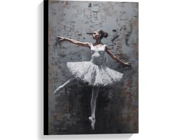 Canvas - Muurschildering van Witte Dansende Ballerina - 40x60 cm Foto op Canvas Schilderij (Wanddecoratie op Canvas)