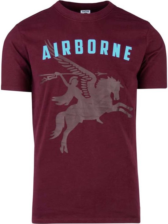 Fostex Garments - T-shirt Airborne Pegasus (kleur: Maroon / maat: XXL)