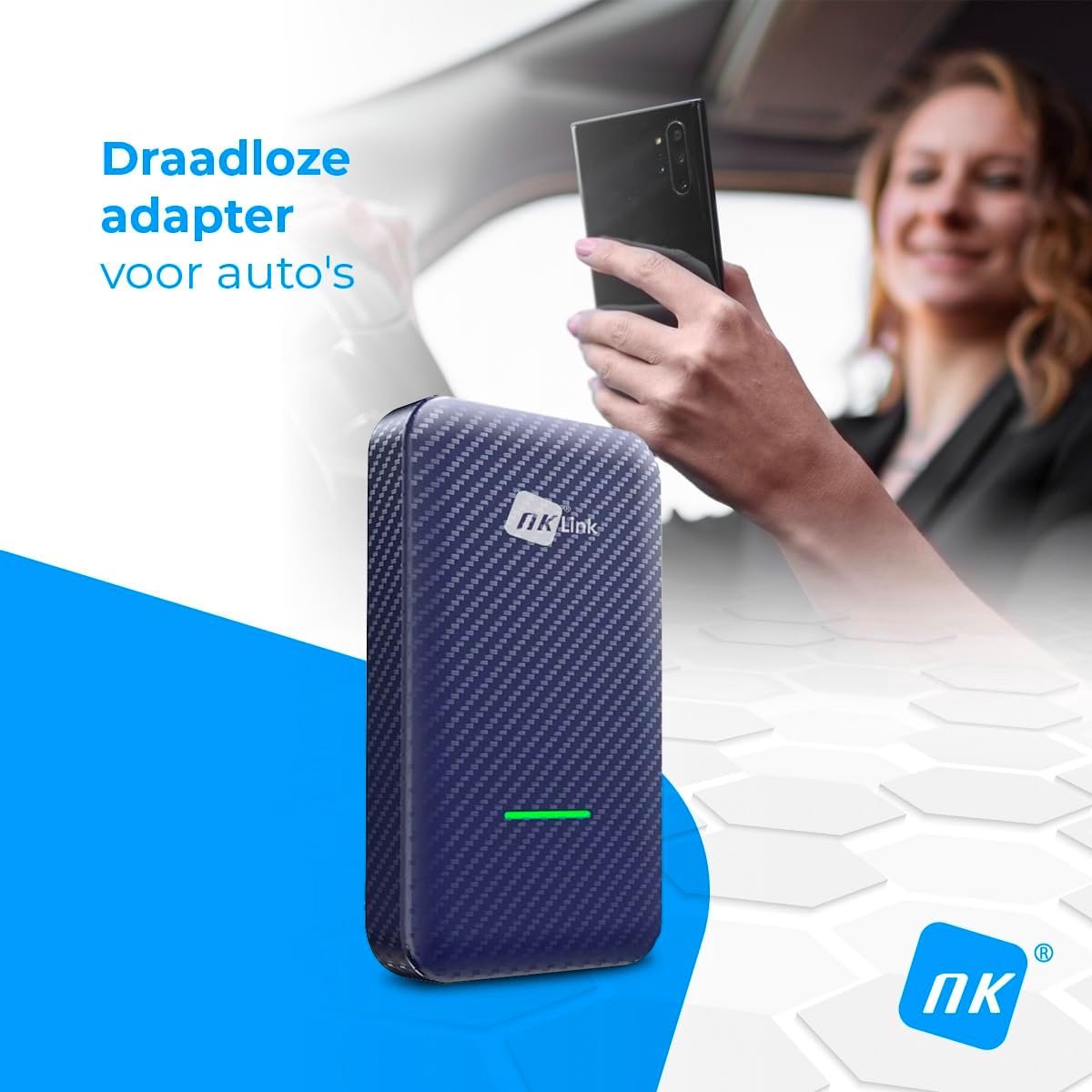 NK - Link4.0 - Draadloos CarPlay/Android-Apparaat - Bluetooth 5.0 - Koolstofvezel Behuizing