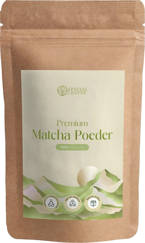 Special Leaves - Matcha Poeder - 90 gram - Hoogste Kwaliteit Premium Matcha Thee - 100% Organisch - Matcha Latte - Vaderdag Cadeau