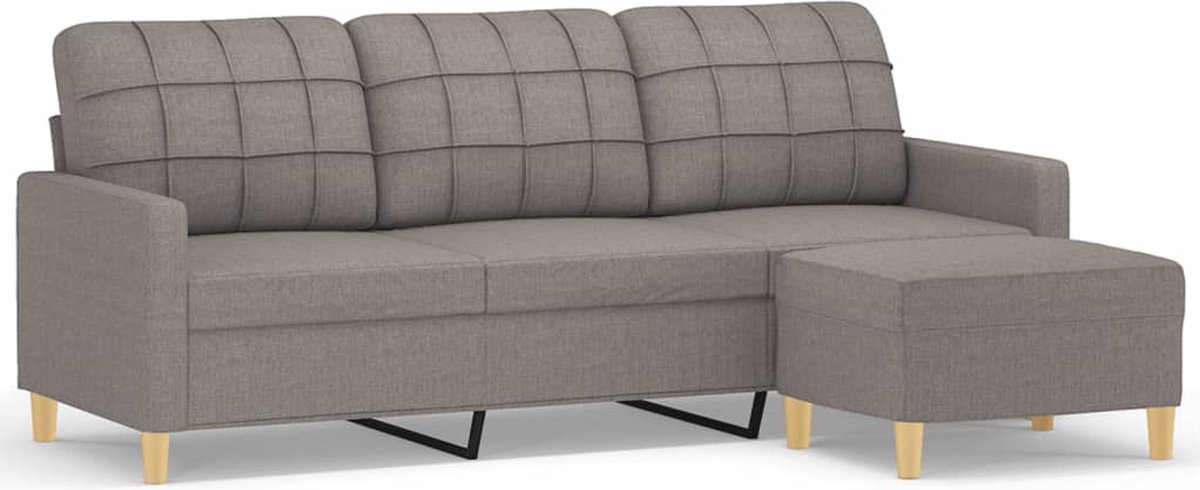 vidaXL Driezitsbank - met - voetenbank - 180 - cm - stof - taupe