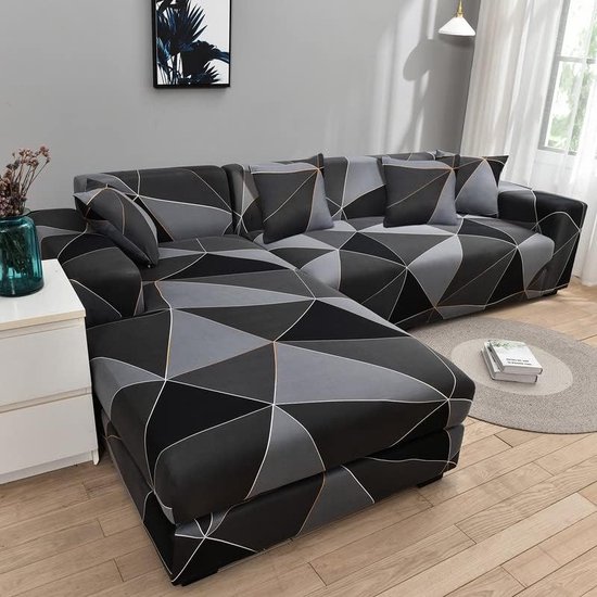 Housse De Canapé D'angle En L - 2 Pièces En Velours Doux Kaki - Anti-dérapante Et Extensible - Pour Canapé 3+3 Places