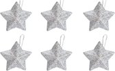 FSW-Products - Zilveren Kersthangers - 6 Stuks - Glitter - Kerstdecoratie - Kerstboomdecoratie - Kerstbal